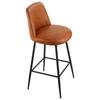 Bar Stool Set of 2, 69cm Counter Height Swivel Stools, Modern PU Leather Counter Barstool with Backrest and Metal Legs, Armless Bar Chair, Island