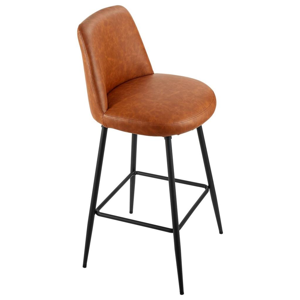 Bar Stool Set of 2, 69cm Counter Height Swivel Stools, Modern PU Leather Counter Barstool with Backrest and Metal Legs, Armless Bar Chair, Island