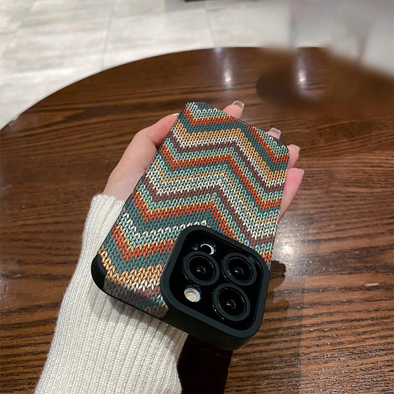 Módní měkký silikonový kryt na telefon z kůže s vertikální kresbou, zadní kryt s plnou ochranou objektivu fotoaparátu pro iPhone