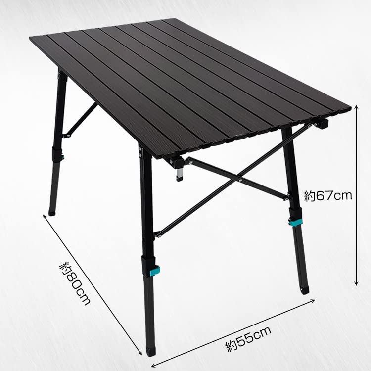 Alice in Miscellaneous Goods Klappbarer Outdoor-Tisch, stilvoll, Aluminium, Rolltop-Plattenbeine, höhenverstellbar, Picknick, niedriger Tisch, hoher Tisch, Camping [Artikel]