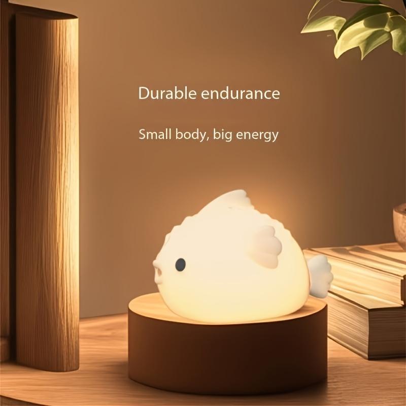 

Modern Pufferfish Silicone Night Light with Adjustable Brightness, Color Temperature ,Cute Animal Design, Rechargeable Battery-Powered белый
