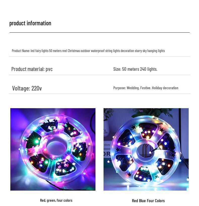 Convenient XL High-Brightness LED Starry String Lights for Christmas, New Year, Courtyard, and Spring Festival Decorations