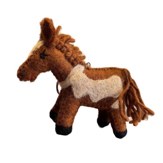 

Вінтажний ручний повстяний кінь-прикраса на Китайський Новий рік Вовняний тваринний амулет для ялинки, дому, машини, рюкзака Декор