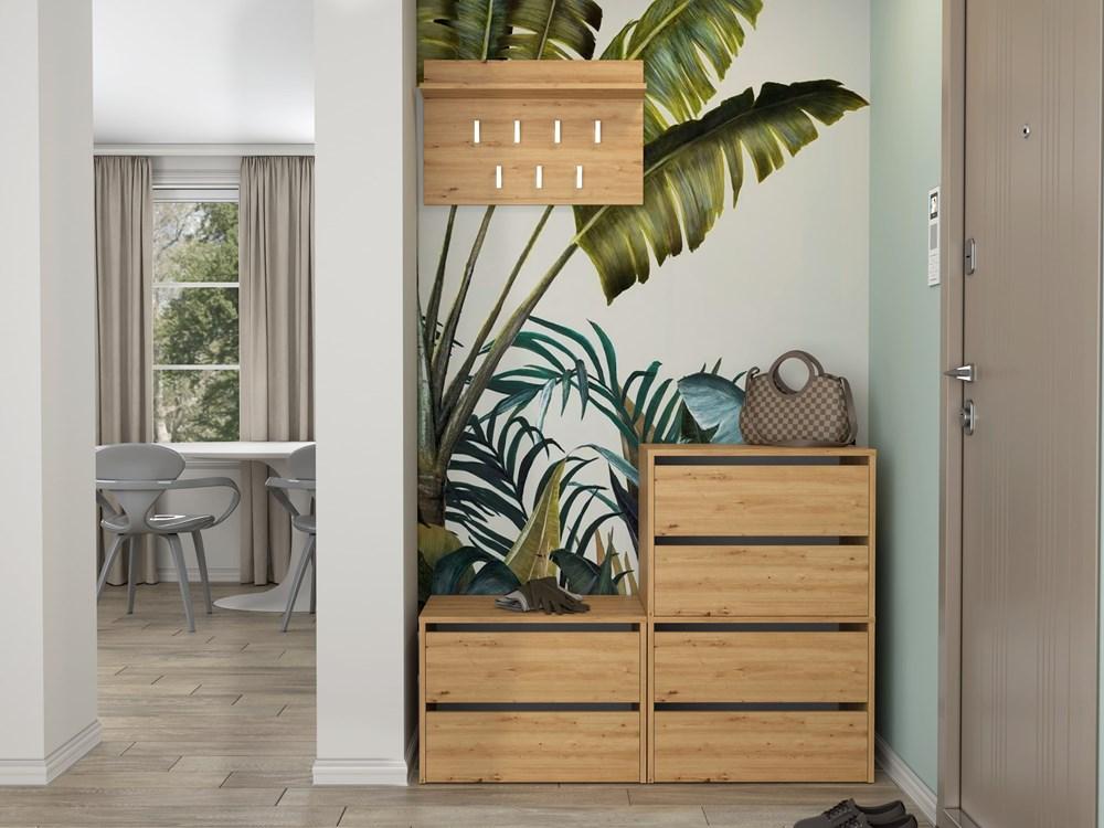 Shoe Cabinet Modo Shoes X2 Double 4 Shelves Artisan Oak Shelving For Home Office