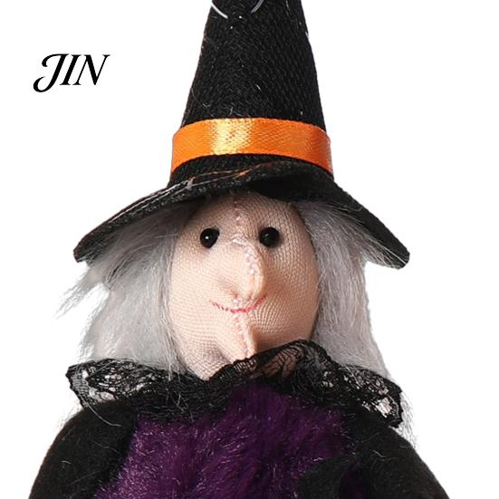 High-quality Halloween Figure Plush Pom Hanging Decoration, Pumpkin/Ghost/Black Cat/Witch Doll Creepy Witch Ornament for Tree, Porch, Window