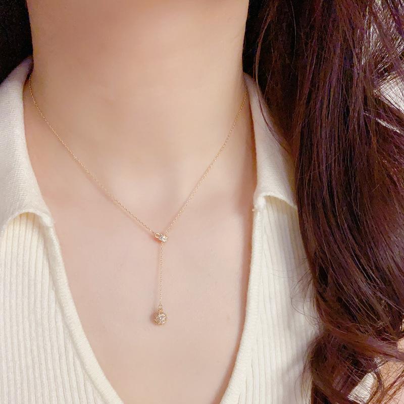 Fashion Niche Pull-out Tassel Necklace золотой
