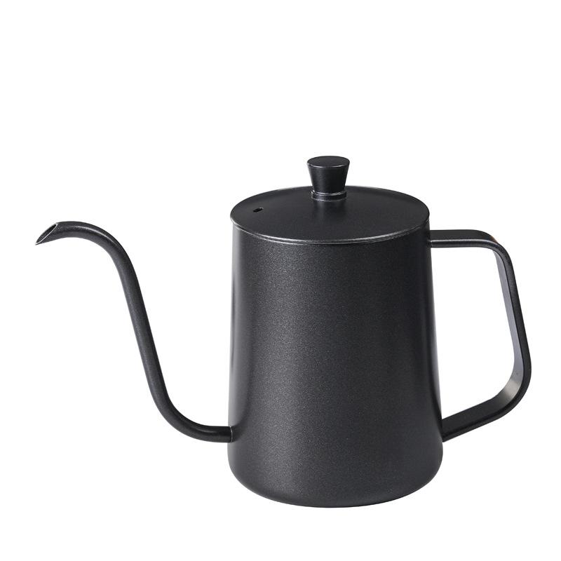 Stainless Steel Hand-brewed Coffee Pot with Graduated Thin Mouth and Thin Mouth Pot Household Wooden Handle with Lid Drip Coffee Utensils