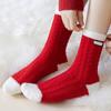 1 Pair Thick Socks for Women Mid Tube Socks Christmas Gift Middle Socks Warm Soft Red White Stripes Winter