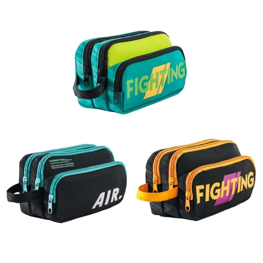 Zipper English Letter Pencil Bag Multi-layered Pen Pencil Case Stationery Storage Bag  Student