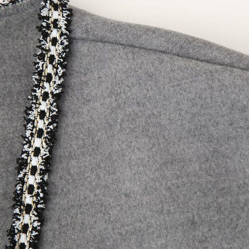 Kaslead New Arrival Women's Fashion Style Stylish Simple and Versatile Ribbon Decoration Reversible Woolen Coat