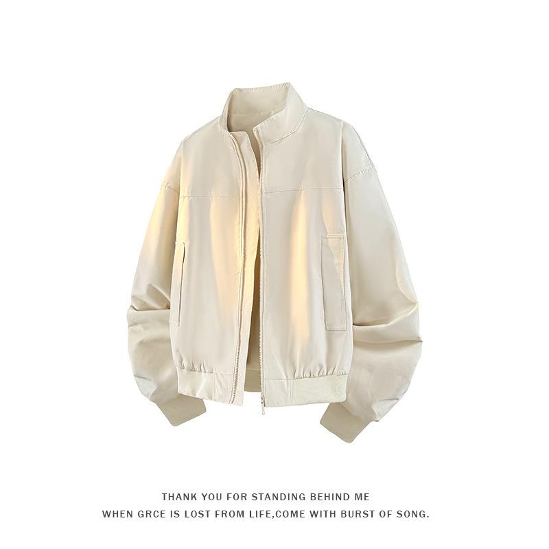 

Men s Windproof American Style Stand Collar Flight Jacket for Spring and Autumn. M (110-130 lbs)