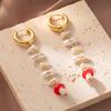 Plated Gold Stylish Geometric Faux Pearl Mushroom Earrings For Women Fall 2023