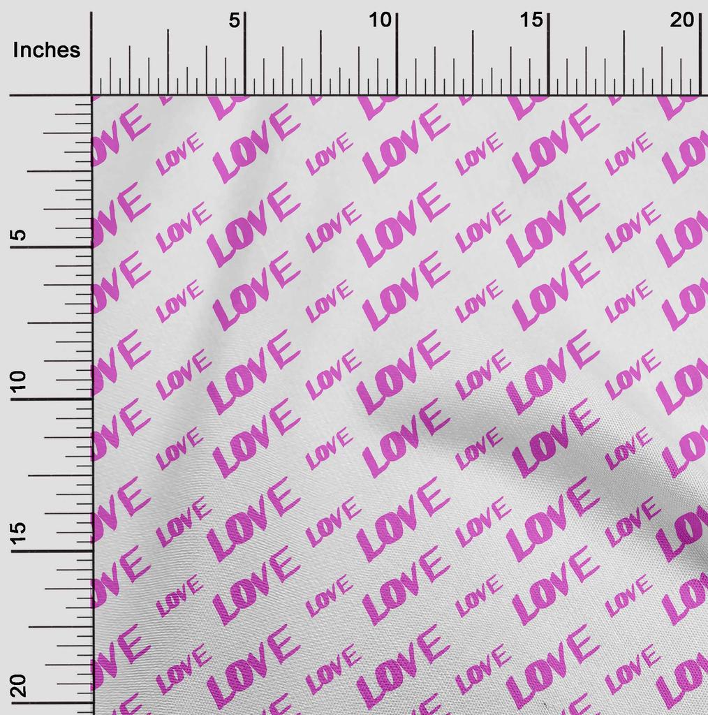 oneOone Cotton Poplin Fuschia Pink Fabric Writing Love Dress Material Fabric Print Fabric By The Yard 42 Inch