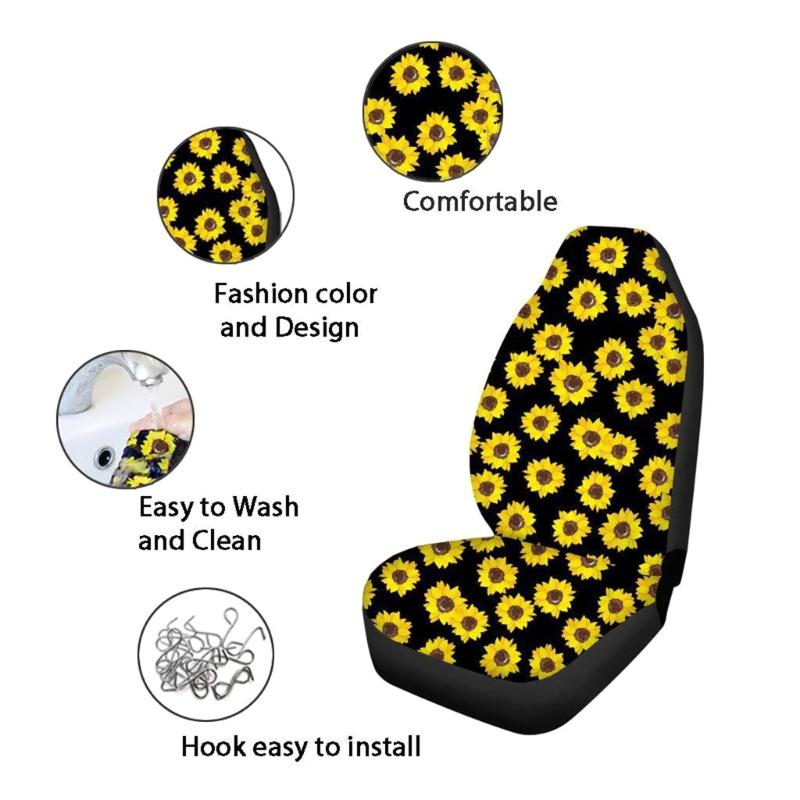 Water Resistant 3D Wolf Print Car Seat Cushion Covers Protectors With Elastic Straps For Universal And Easy Installation