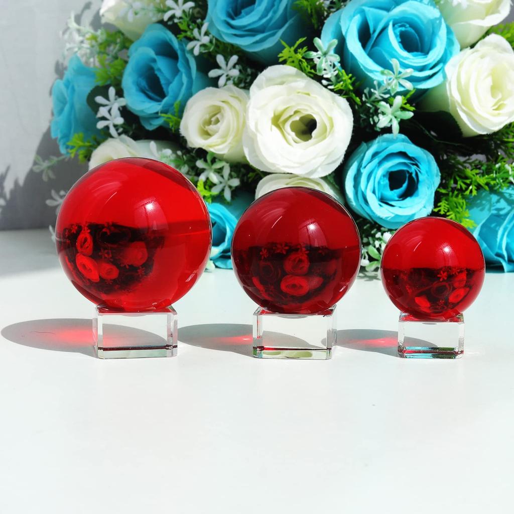 Multicolored Transparent Crystal Ball, 60mm, Crystal Ball, Ornament (Red)