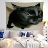 1pc Black Cat Meme Tapestry Washable Polyester Wall Hanging with Realistic Black Cat Design Perfect for Living Room or Dorm Dec