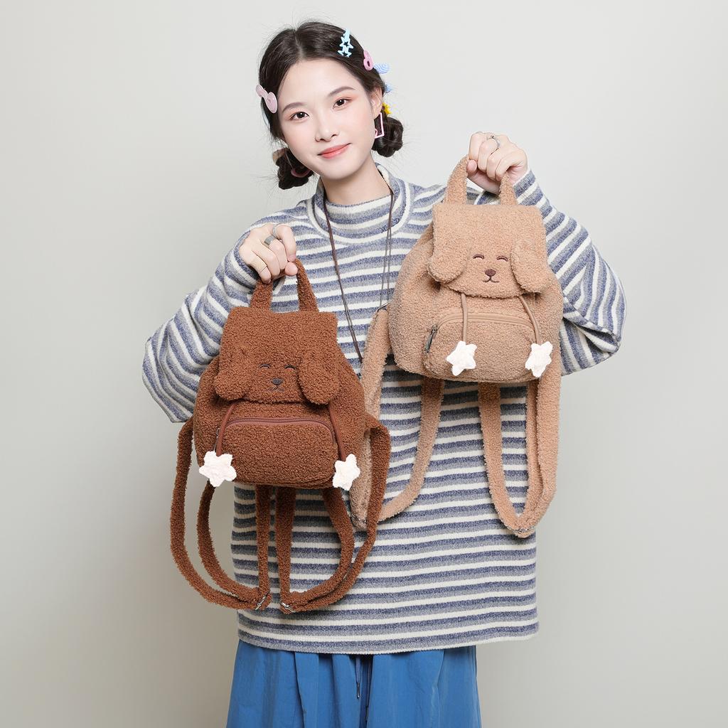 Small Backpack, Women's Double-shoulder Lambskin Bag, Casual Commuting Drawstring Backpack