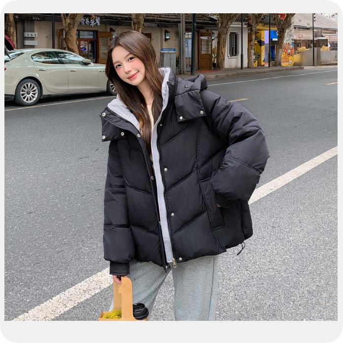 Down Padded Jacket Women's Autumn and Winter Thick Padded Jacket Small Fake Two-piece Short Padded Jacket