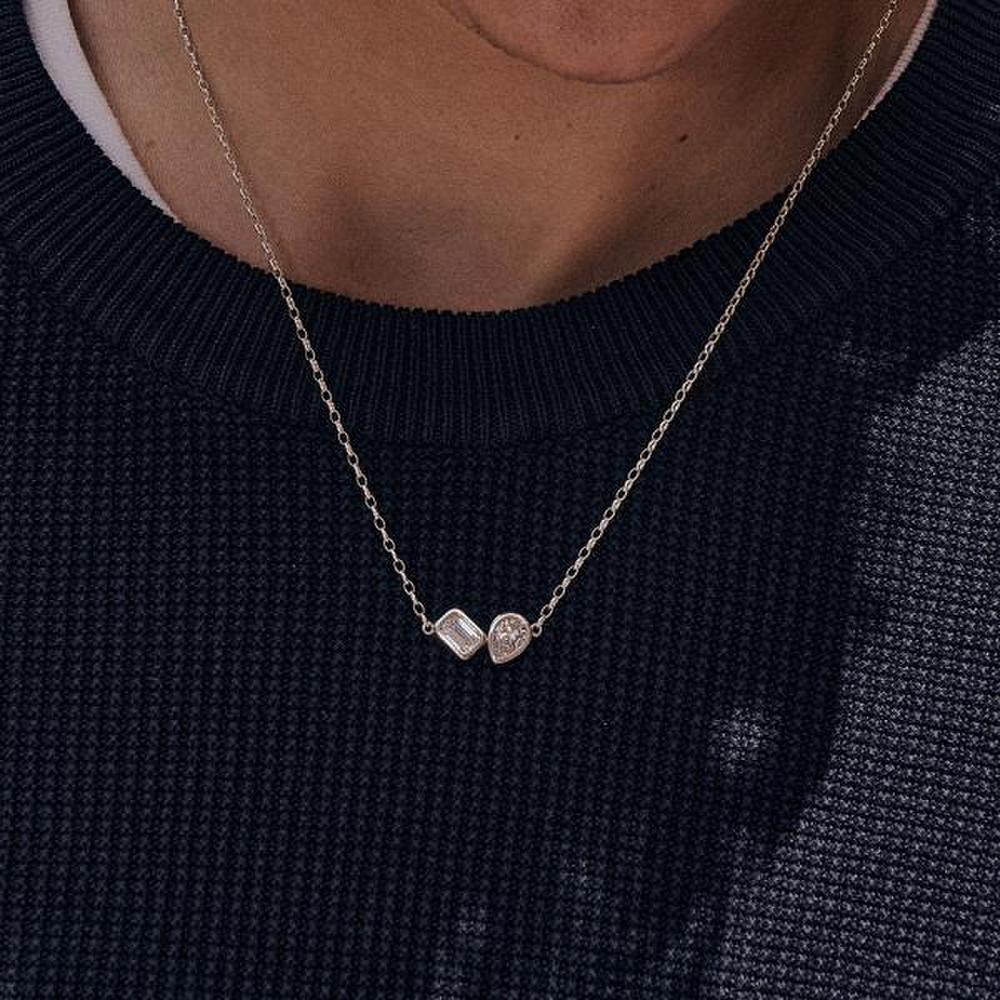 [Ost] [Puremond] Square Waterdrop Necklace Otn222809Dww