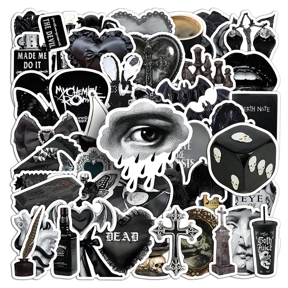 10/30/50pcs Dark Gothic Graffiti Stickers Horror Waterproof Decals DIY Notebook Guitar Stationery Cool Cartoon Aesthetic Sticker