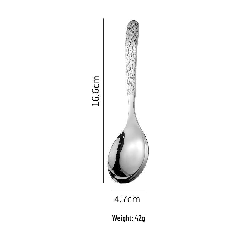 High-End 304 Stainless Steel Stone Texture Flat-Bottom Soup Spoon