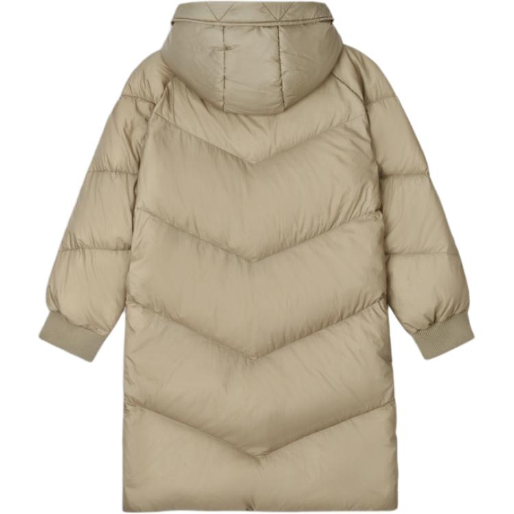 Levis Casual Loose Comfortable Solid Color Hooded Long Sleeve Mid-Length Down Jacket Women outerwear Coffee 002PY-0001