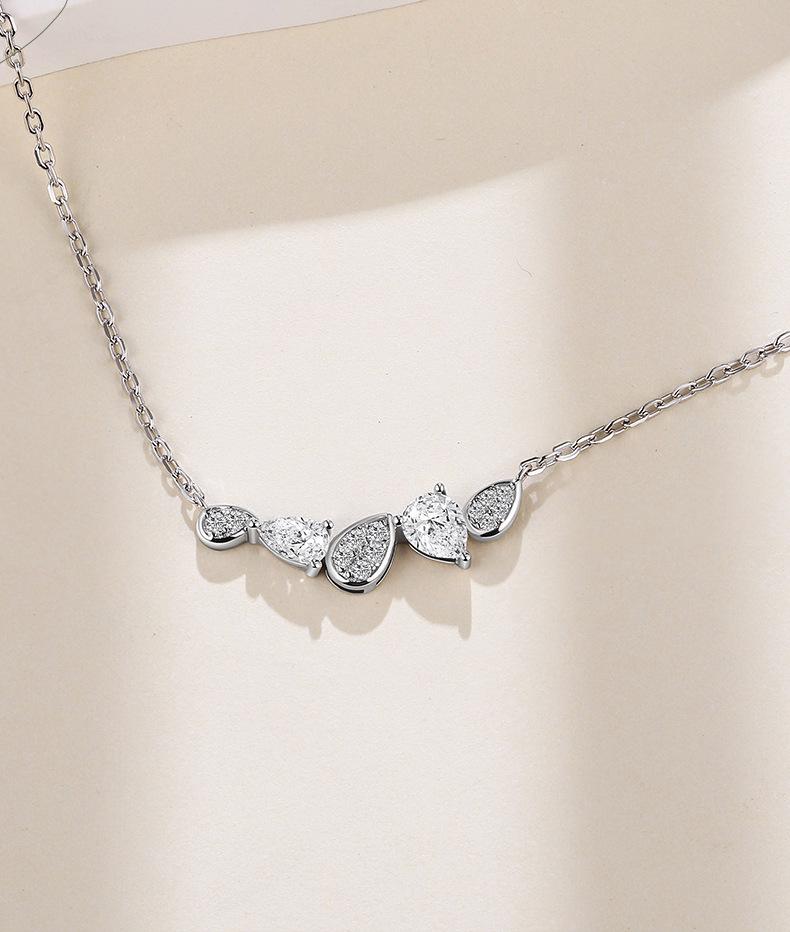 Elegant Blue Zircon & Moissanite Leaf Pendant Necklace
