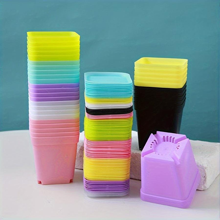 10pcs 7x7cm Plastic Square Flower Pot with Cover Garden Balcony Home decoration flower pot Office Desktop Flower ZSY