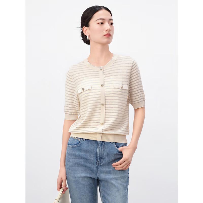 Jiuzi Anacoco Damen Elegantes Gestreiftes Strickoberteil