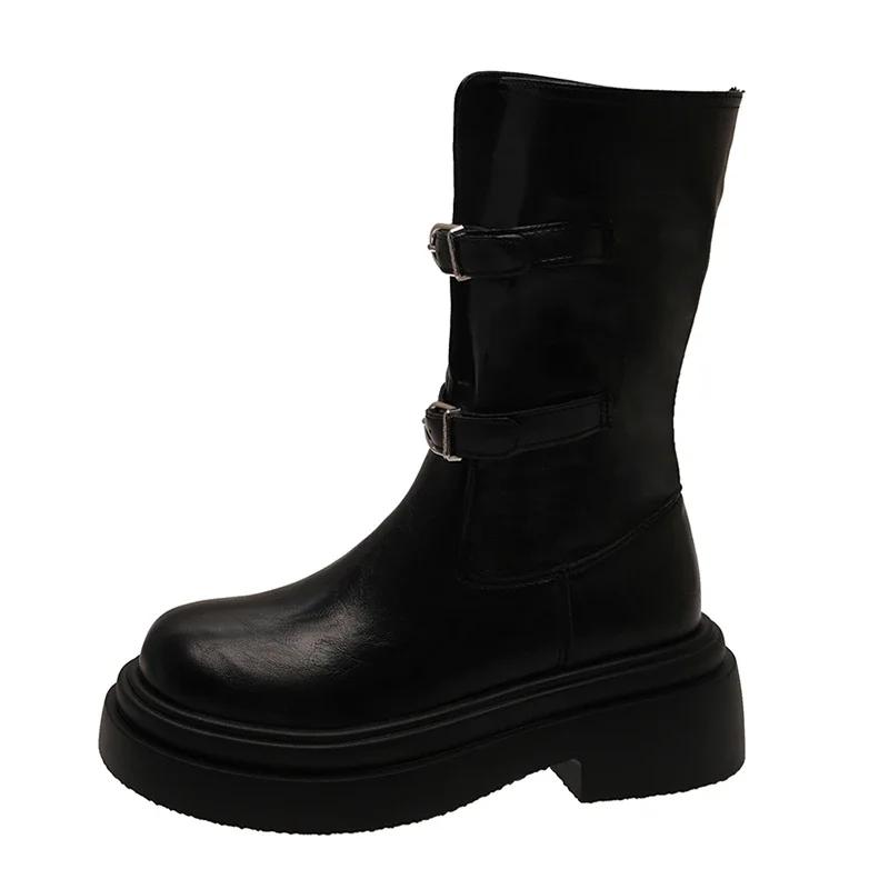 Fashion Fashion Women's Boots Thick-soled Mid-calf Knee-length Spring and Autumn 2024 New Fashion Casual Brand Designer Knight Boots