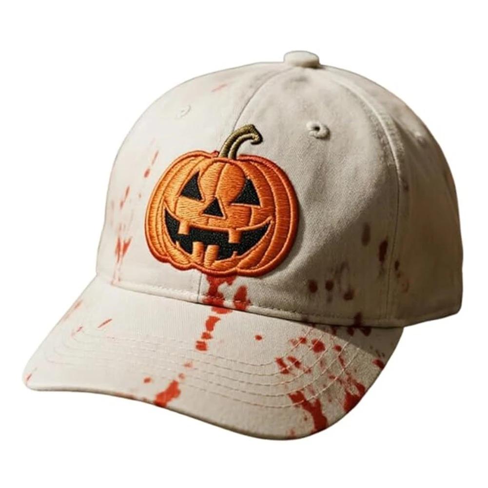 Halloween Pumpkin Face Baseball Hat for Women Men Funny Halloween Cap Ideal Gift for Outdoor Activities Fishing Camping & Daily