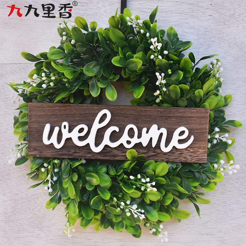 Rustic Wooden Welcome Sign With Eucalyptus Wreath Door Decor Photography Prop 30cm