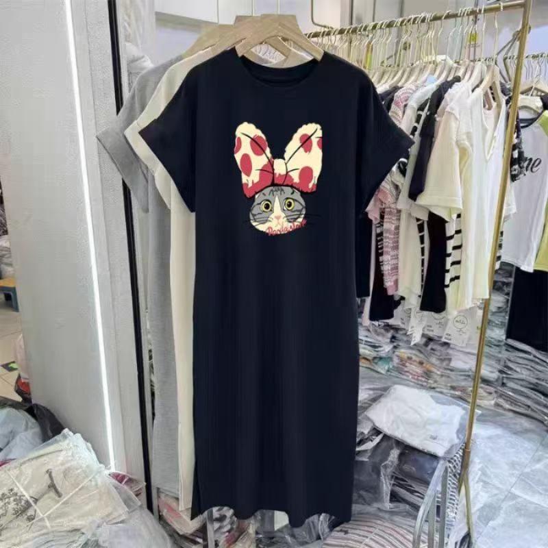 

Feifei s Loose-fitting Sleeveless Dress with A Slit and Long Length, Featuring A Short Sleeve Design. 4XL чорний