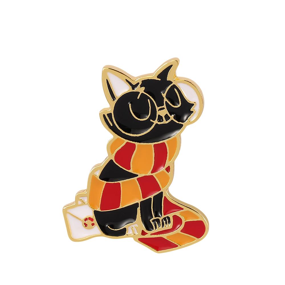 

Gryffindors Magic Cat Hard Enamel Pin Cute Cartoons Animal Scarf Black Cats Golden Brooch Fashion Backpack Pin Decor Unique Gift MULTI