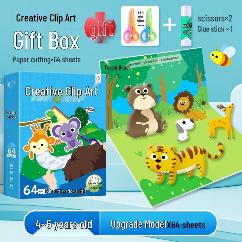 Creative Paper Cutting Collage Kit for Girls Ages 3-6 - Kindergarten Art Materials & Educational Toy