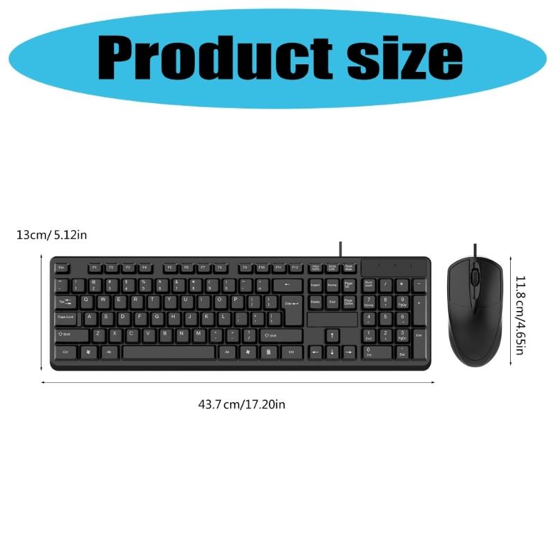 Corded Keyboard and Mouse Corded Keyboard and Mouse Combo USB Keyboard and Mouse Set for School Office Business Gaming