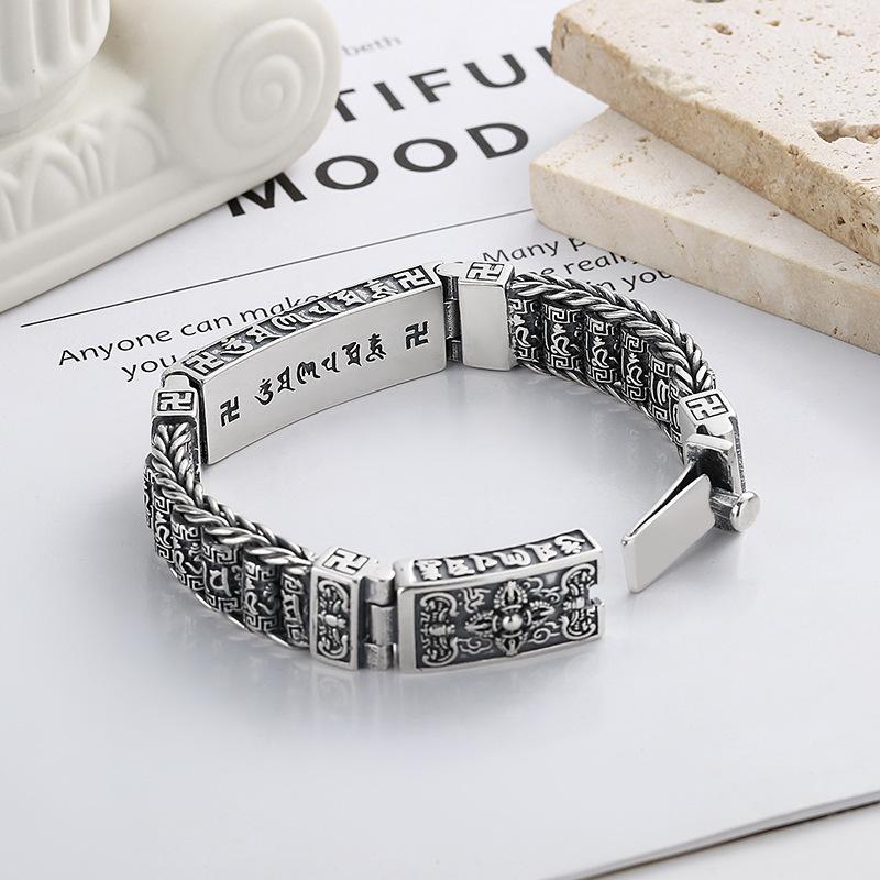 Six Character Mantra Turning Sutra Wheel Road Tong Yun Chao Xuan Retro Buddhist Door Bracelet Men's Jewelry