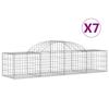 VidaXL Paniers à gabions arqués 7 pcs 200x50x40/60 cm fer galvanisé, gabion, cage de gabion, panier de mur de gabion, mur de 3146262