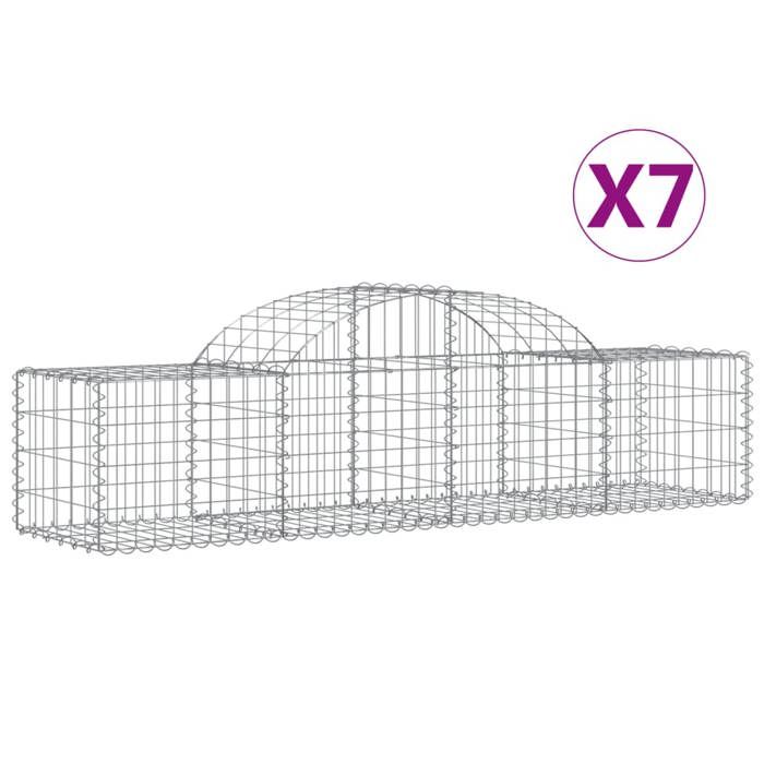 VidaXL Paniers à gabions arqués 7 pcs 200x50x40/60 cm fer galvanisé, gabion, cage de gabion, panier de mur de gabion, mur de 3146262