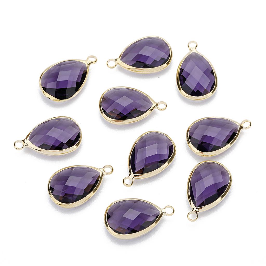 6pcs/Lot Teardrop Crystal Glass Pendant Birthday Stone Pendant Charms for Couples Bracelet Earrings Jewelry Making Supplies DIY