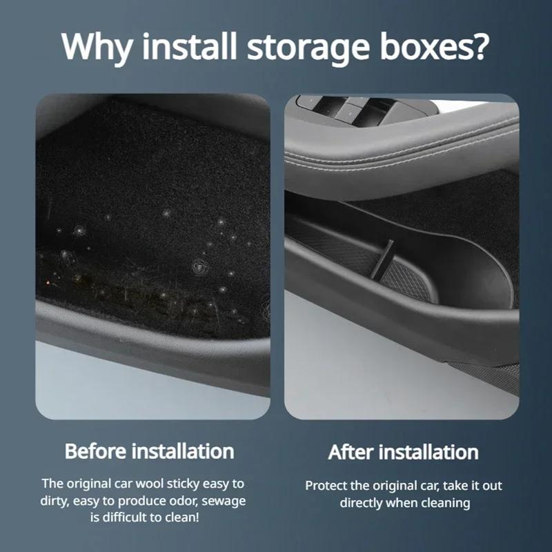 Car Door Side Storage Box for Tesla New Model 3 Highland 2024 Door Armrest Umbrella Trash Can TPE for Model 3+ Accessories 4PCS