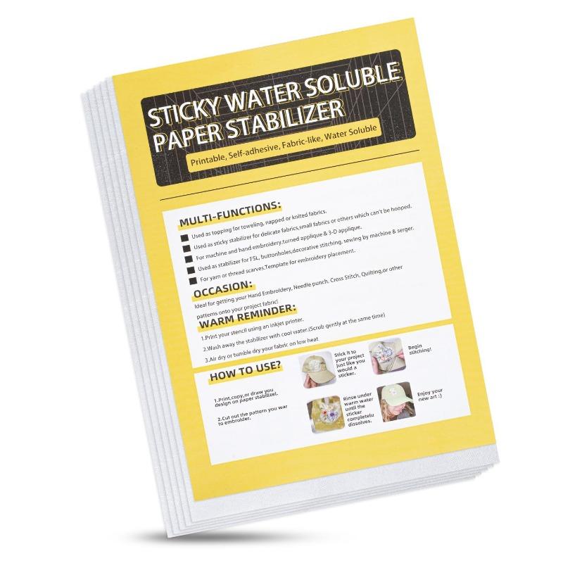 10Pcs Handicrafts Eco-Friendly Sticky Water Soluble Embroidery Stabilizer Printable Paper Wash Away Stabilizer Allowed for Print