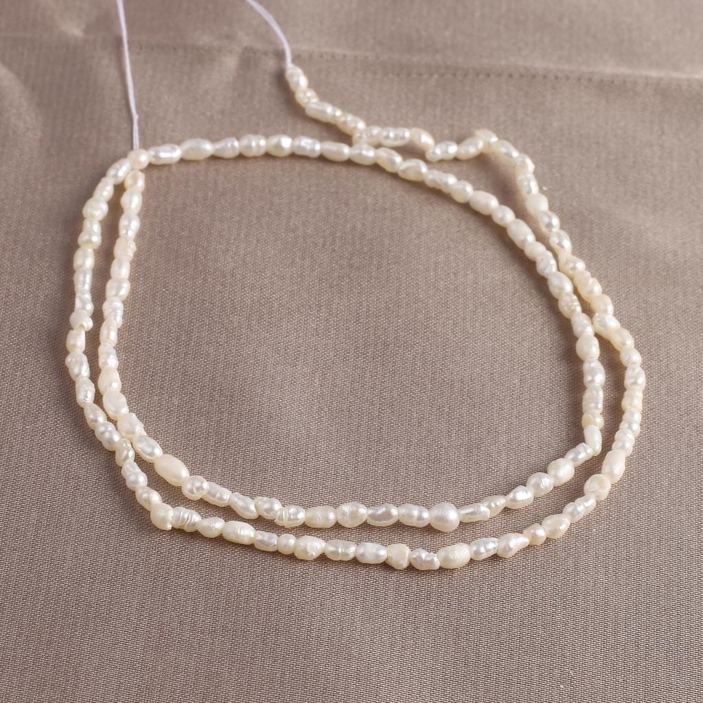 1String, White Natural Freshwater Pearls, Irregular Rice Pearl Beads, 1.8-2mm, for DIY Jewelry Making, Unique Birthday Party Wedding Crafts, 36cm