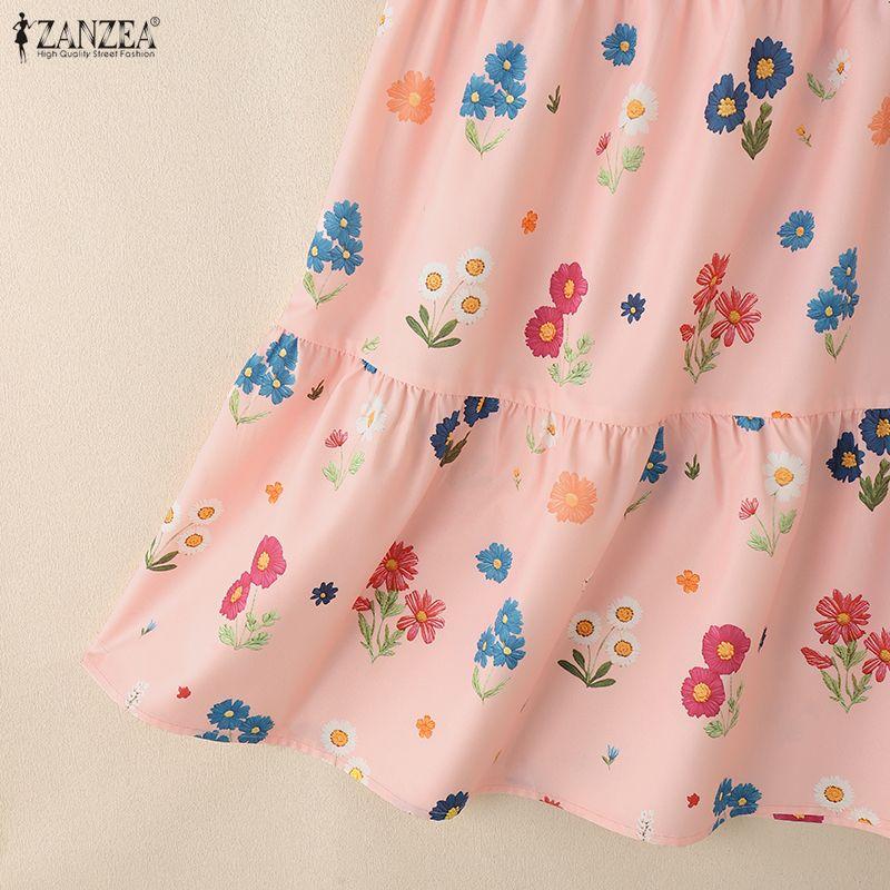ZANZEA Women Casual Elastic Waist Loose Floral Print Skirts
