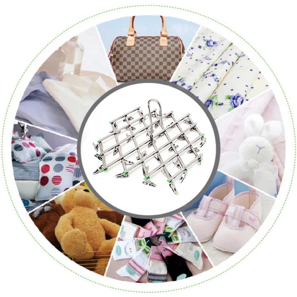 20/35 Pegs Clothes Folding Drying Hanger Stainless Steel Swivel Windproof Underwear Socks Clip Home Space Saving Drying Rack