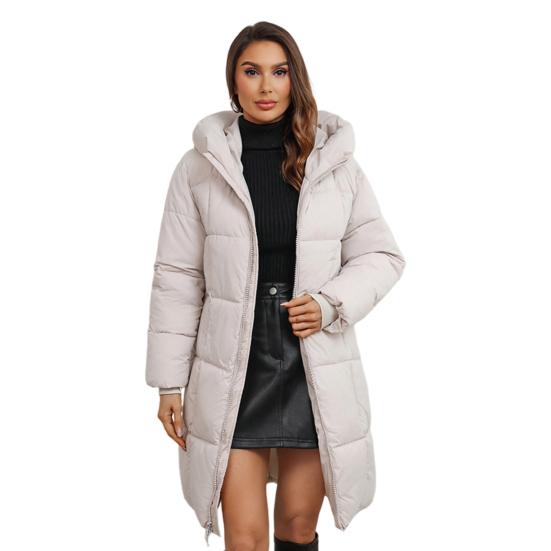 Giacca invernale da donna con cappuccio, cappotto imbottito e spesso, vita sottile, cerniera