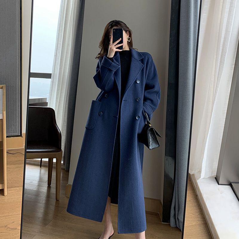 2025 Women's Plus Size Mid-Length Over-the-Knee Wool Coat - Autumn/Winter Fashion