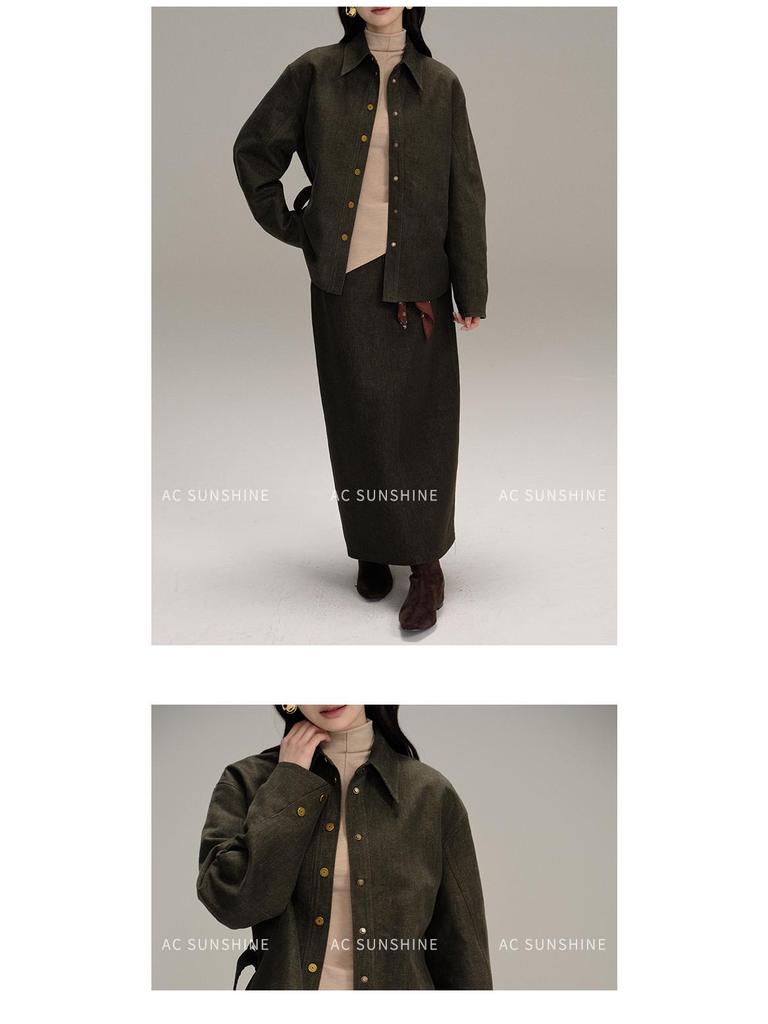 AC Sunshine Women's Vintage-Look Woven Cotton Midi Bodycon Skirt for Everyday Casual and Commute Wear