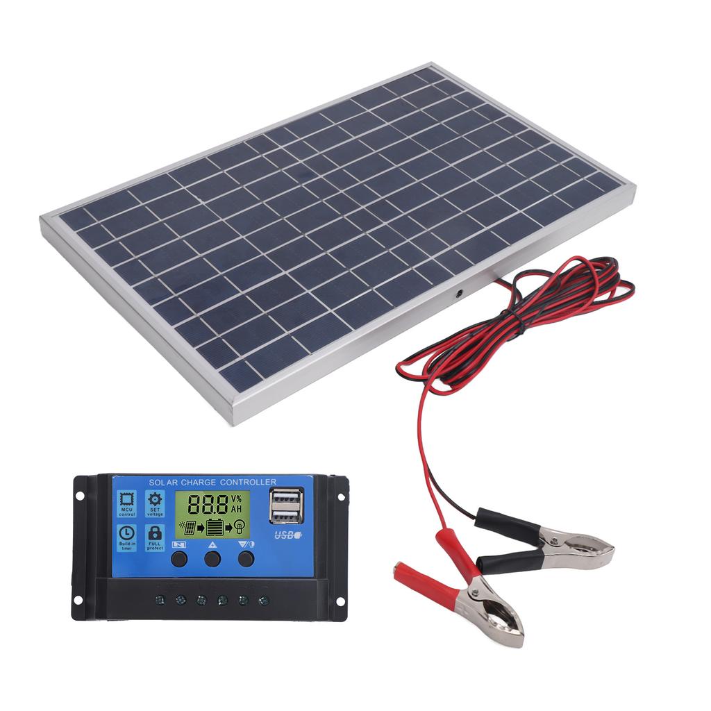 Solar Panel 10W 12V Polycrystalline IP65 Waterproof Portable 30A Solar Charge Controller for Outdoor