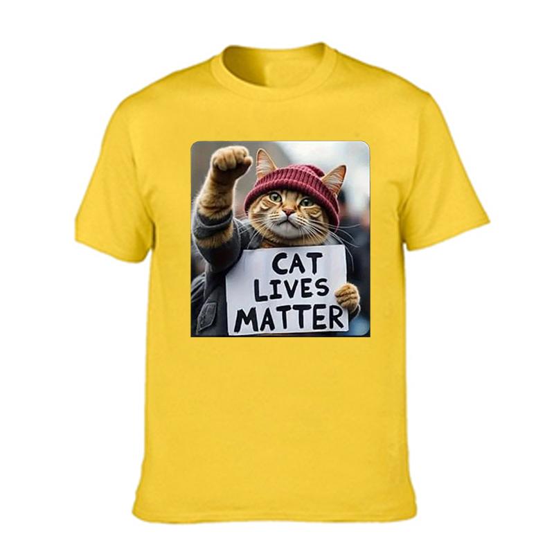 Funny Cat Graphic Cotton T-Shirt for Women Men Breathable Stretchy Crew Neck Tee Casual Loose Short Sleeve Oversize Tshirt